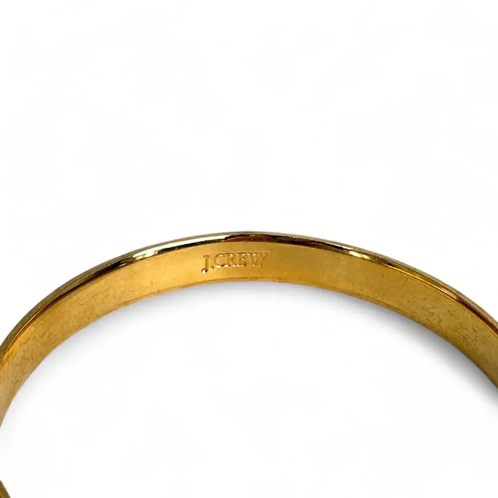 J Crew Umbrella Bangle Bracelet Cream Enamel Gold Tone